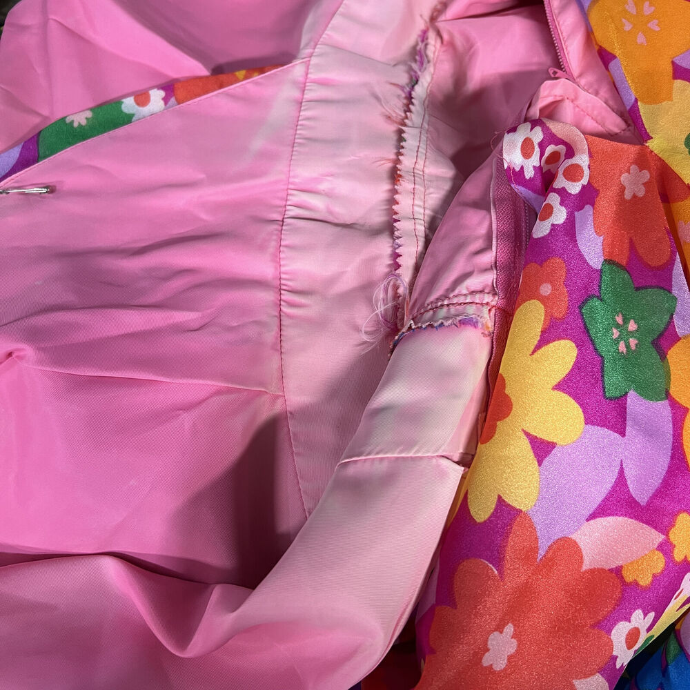 Montgomery Ward Vintage Vibrant Floral Pink V Neck Sleeveless Maxi Dress Size 16 - Picture 12 of 13